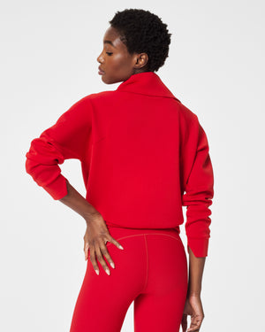Spanx Half Zip Top and Wide Leg Pants in Spanx Red