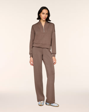 Spanx Shawl Collar Top and Straight Leg Joggers in Ironstone