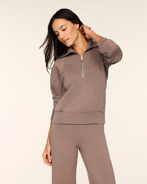Spanx Shawl Collar Top and Straight Leg Joggers in Ironstone