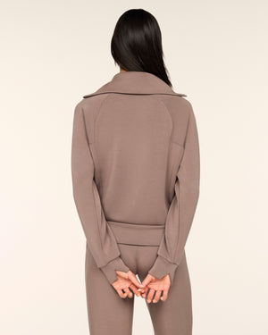 Spanx Shawl Collar Top and Straight Leg Joggers in Ironstone