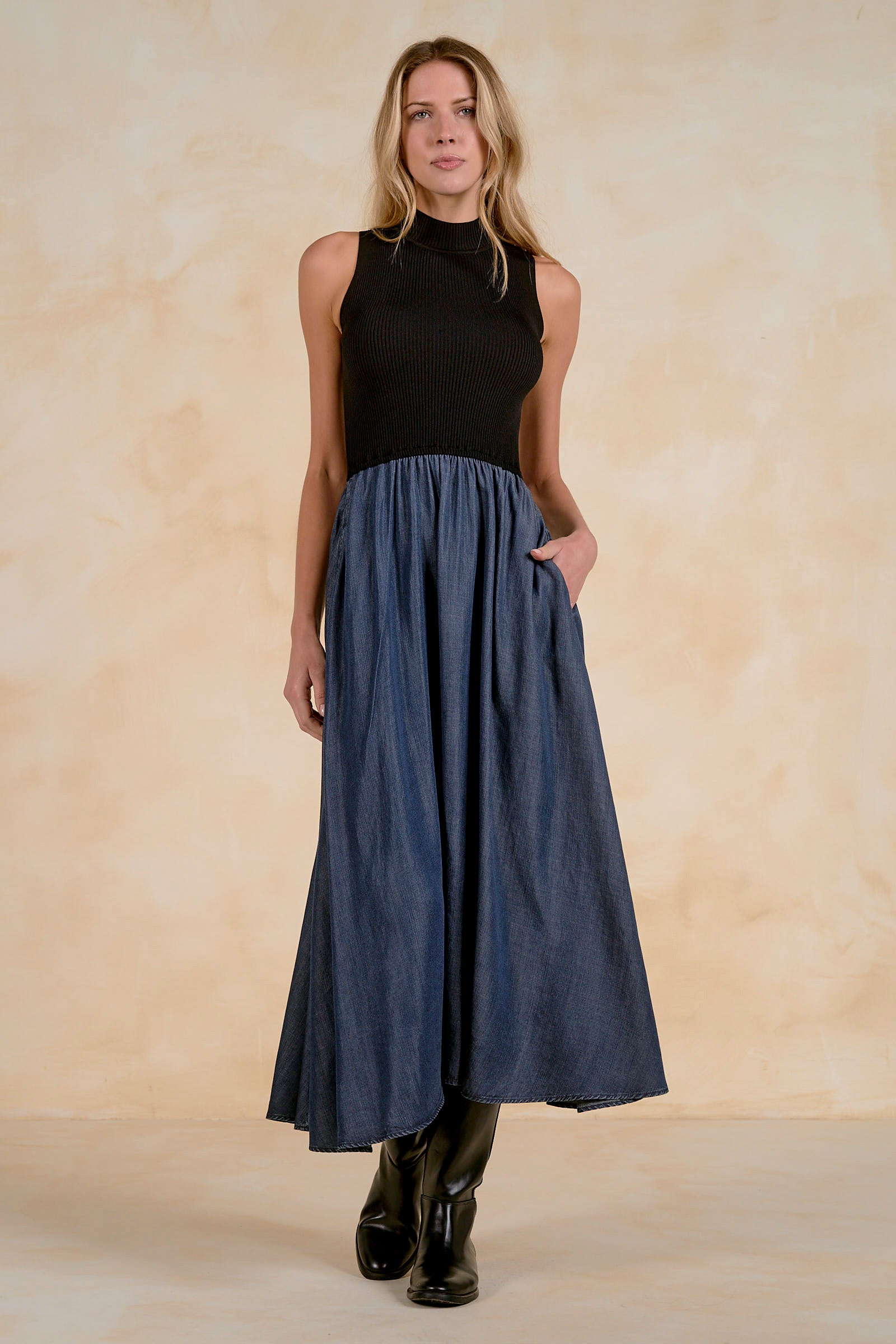 The Jill Maxi Mock Sleeveless Dress