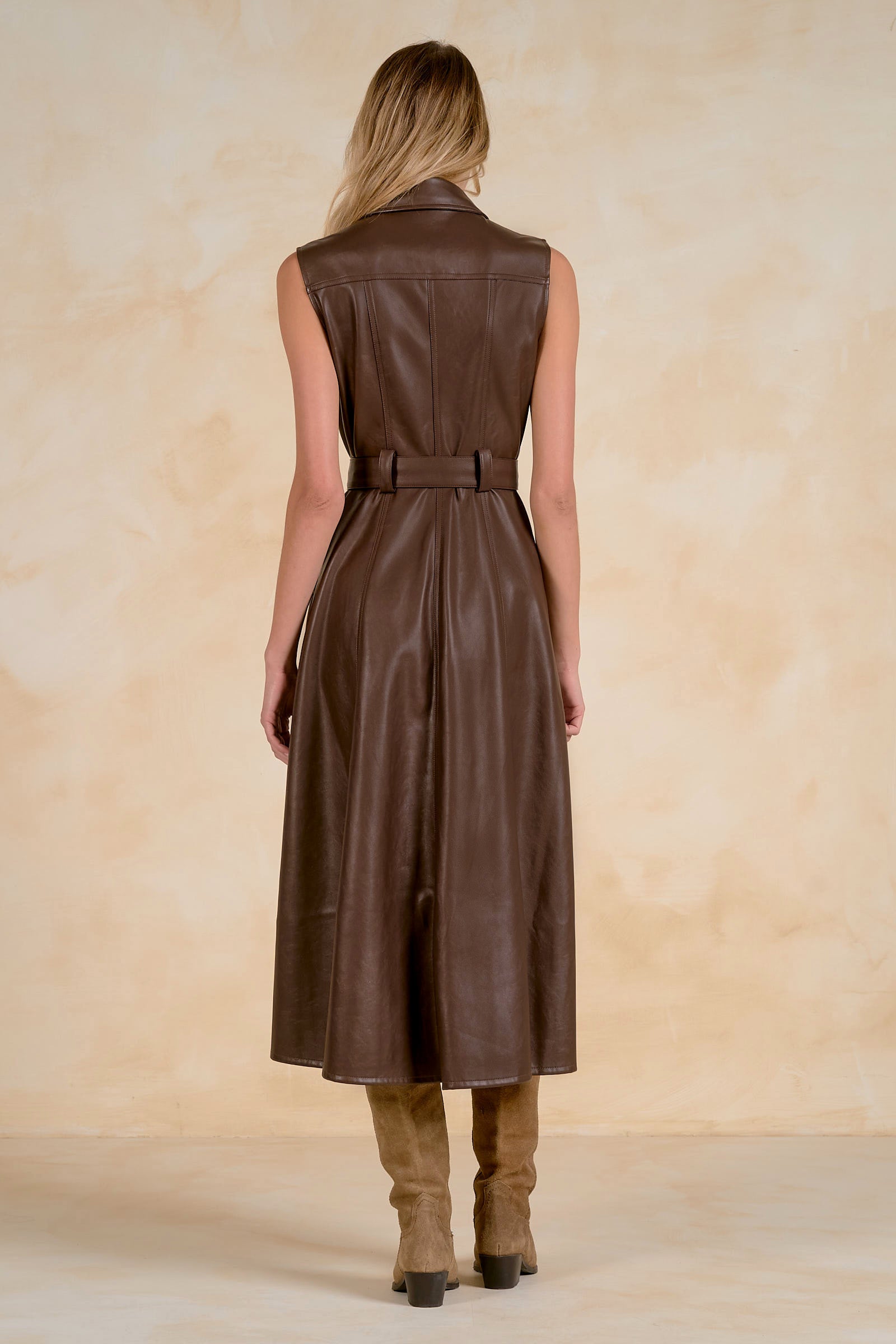 Liberty Leather Button Down Dress with Belt