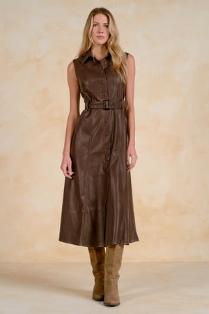 Liberty Leather Button Down Dress with Belt