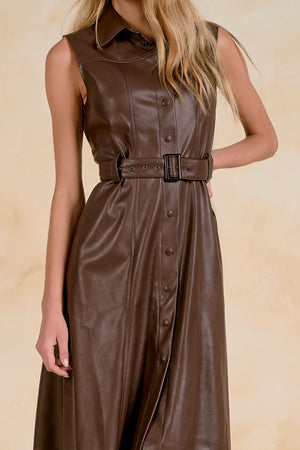 Liberty Leather Button Down Dress with Belt
