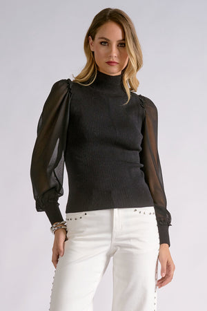 Shanna Sheer Sleeve Mock Neck