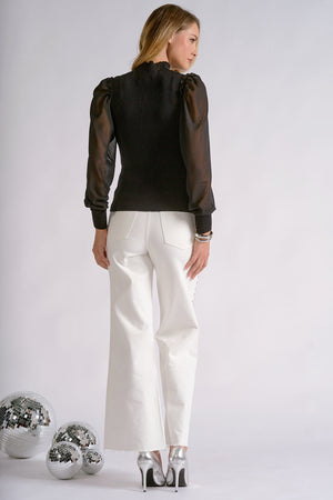 Shanna Sheer Sleeve Mock Neck