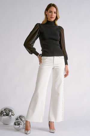 Shanna Sheer Sleeve Mock Neck