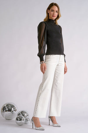Shanna Sheer Sleeve Mock Neck