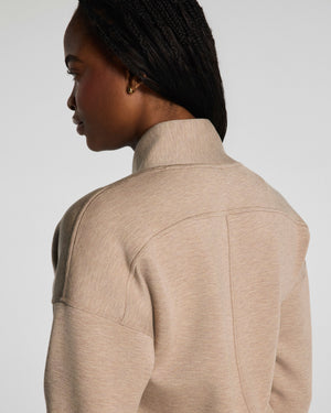 Spanx Air Essentials Shawl Collar Zip/ Wide Leg Pants (Dune Heather)