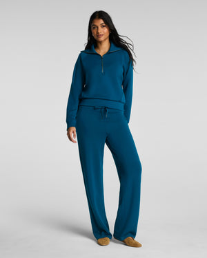 Spanx Air Essentials Half Zip/ Spanx Straight Leg Pants in Deep Cove