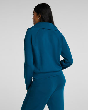 Spanx Air Essentials Half Zip/ Spanx Straight Leg Pants in Deep Cove