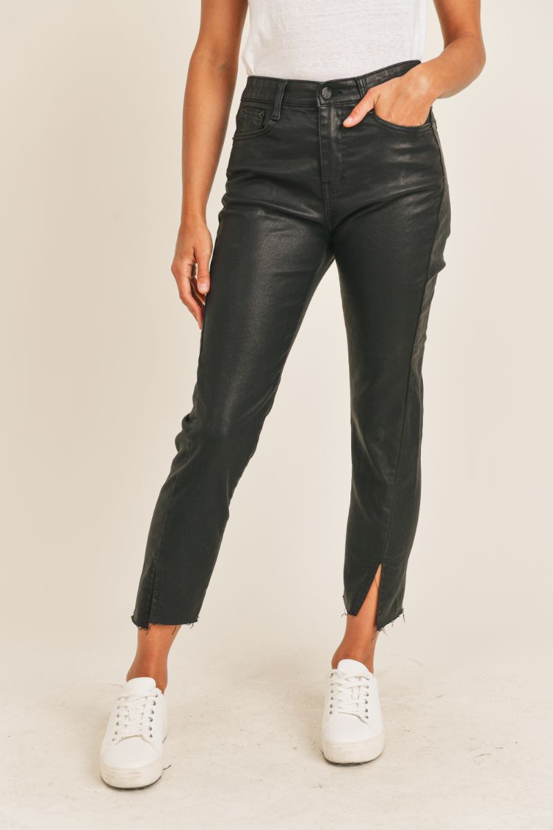 Trifecta Faux Leather Pants with slit on side