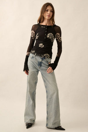 Molly the mesh floral Top